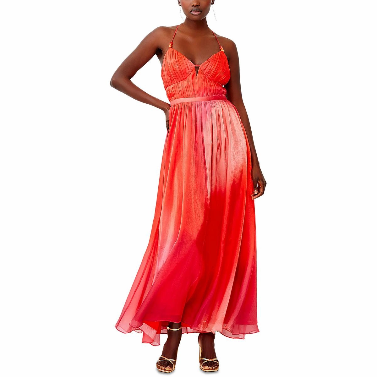 Darryl Hallie Womens Metallic Long Maxi Dress