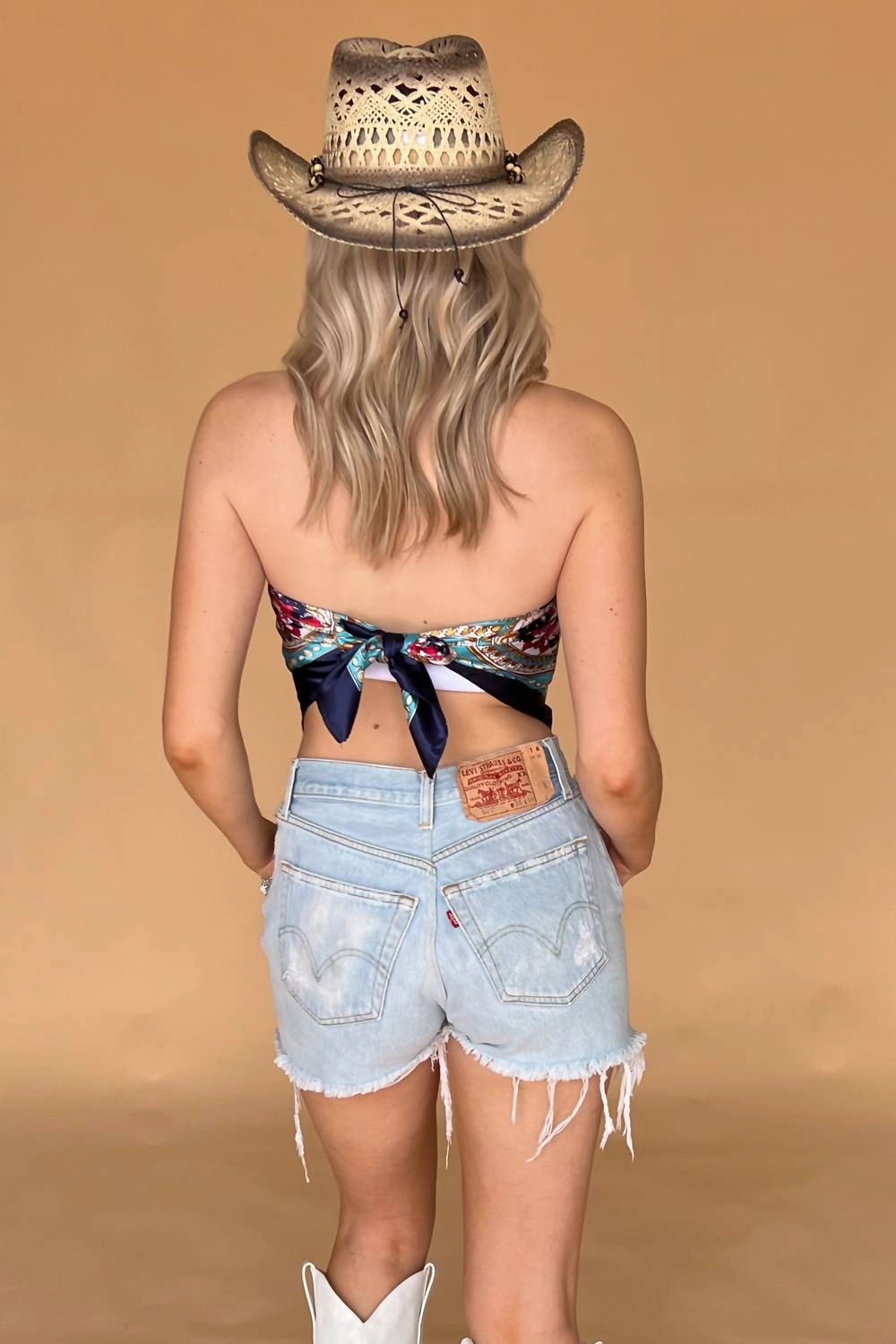 Dayum Baby Scarf Top In Navy Multi
