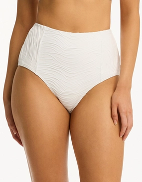 De Soleil Panelled High Waist Bikini Pant - White Swim Womens - beachwear discount