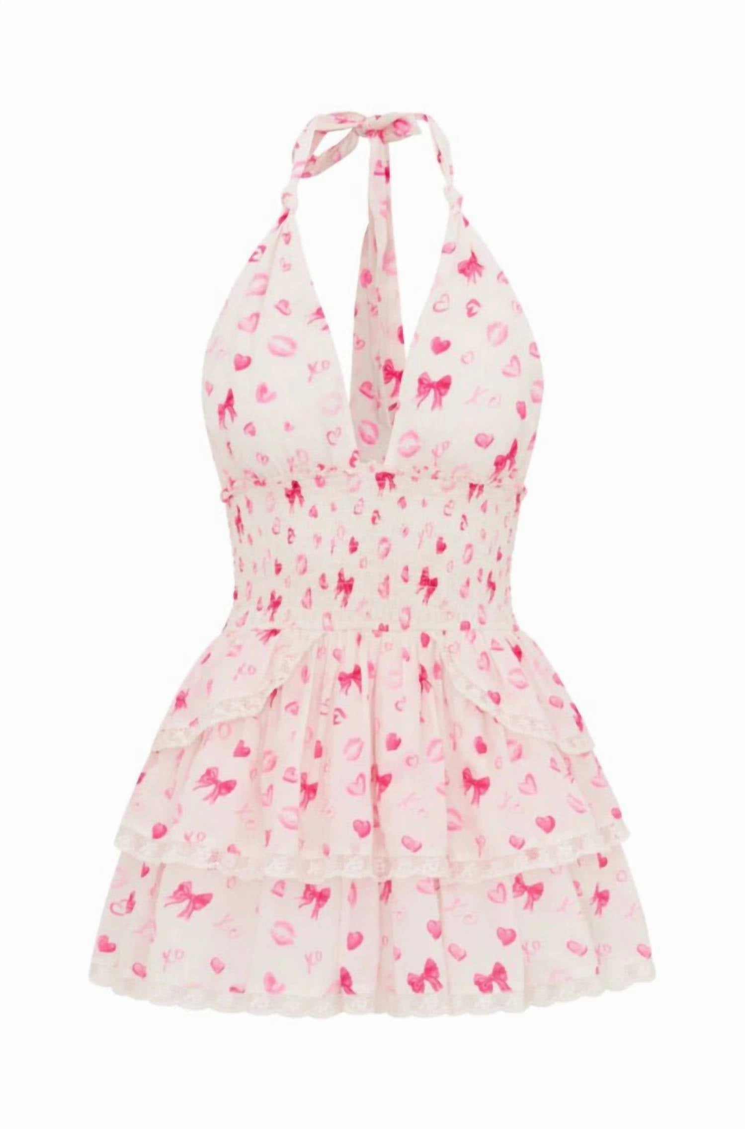 Deanna Valentine Halter Dress In Rosey Dream