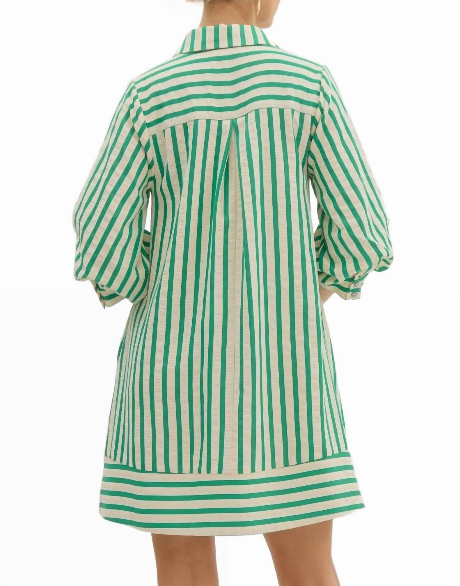 Deborah Striped Dress In Green