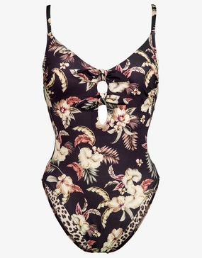 Deep Jungle Double Bow Swimsuit - Dark Tropics Watercult - Watercult swimsuits sale