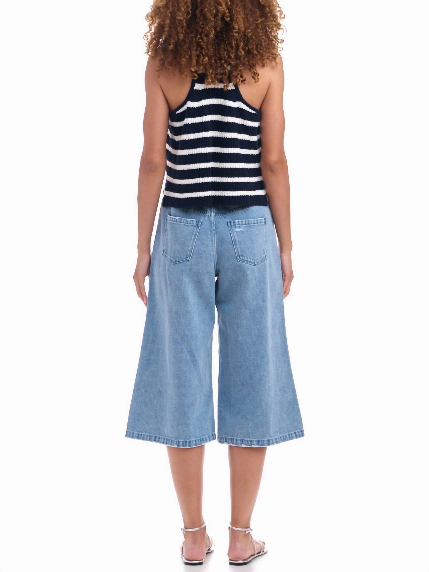 Deirdre Sweater Tank Top In Navy/white