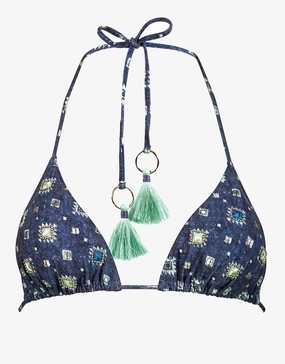 Denim Cues Tassel Tri Bikini Top Watercult - Watercult swimsuits sale