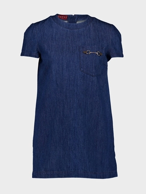 Denim Mini Dress with Horsebit cocktail dresses cheap