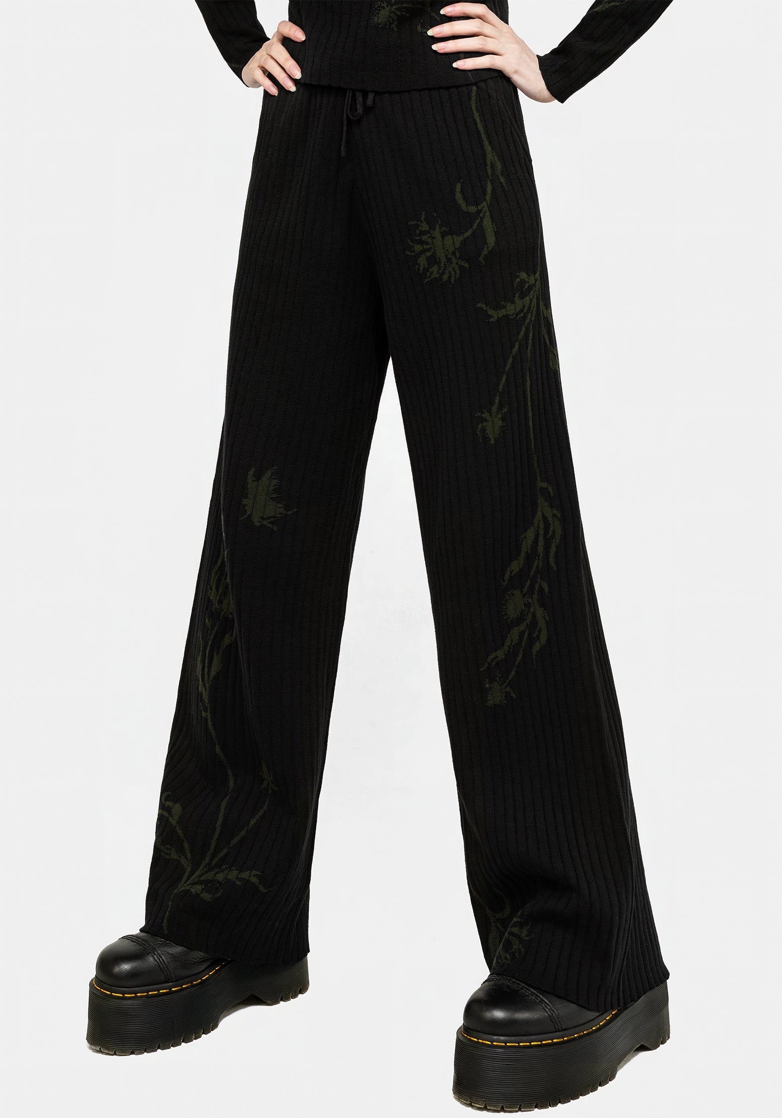 Diastella Floral Jacquard Rib Knit Trousers Bottoms Womens - women's jeans sale