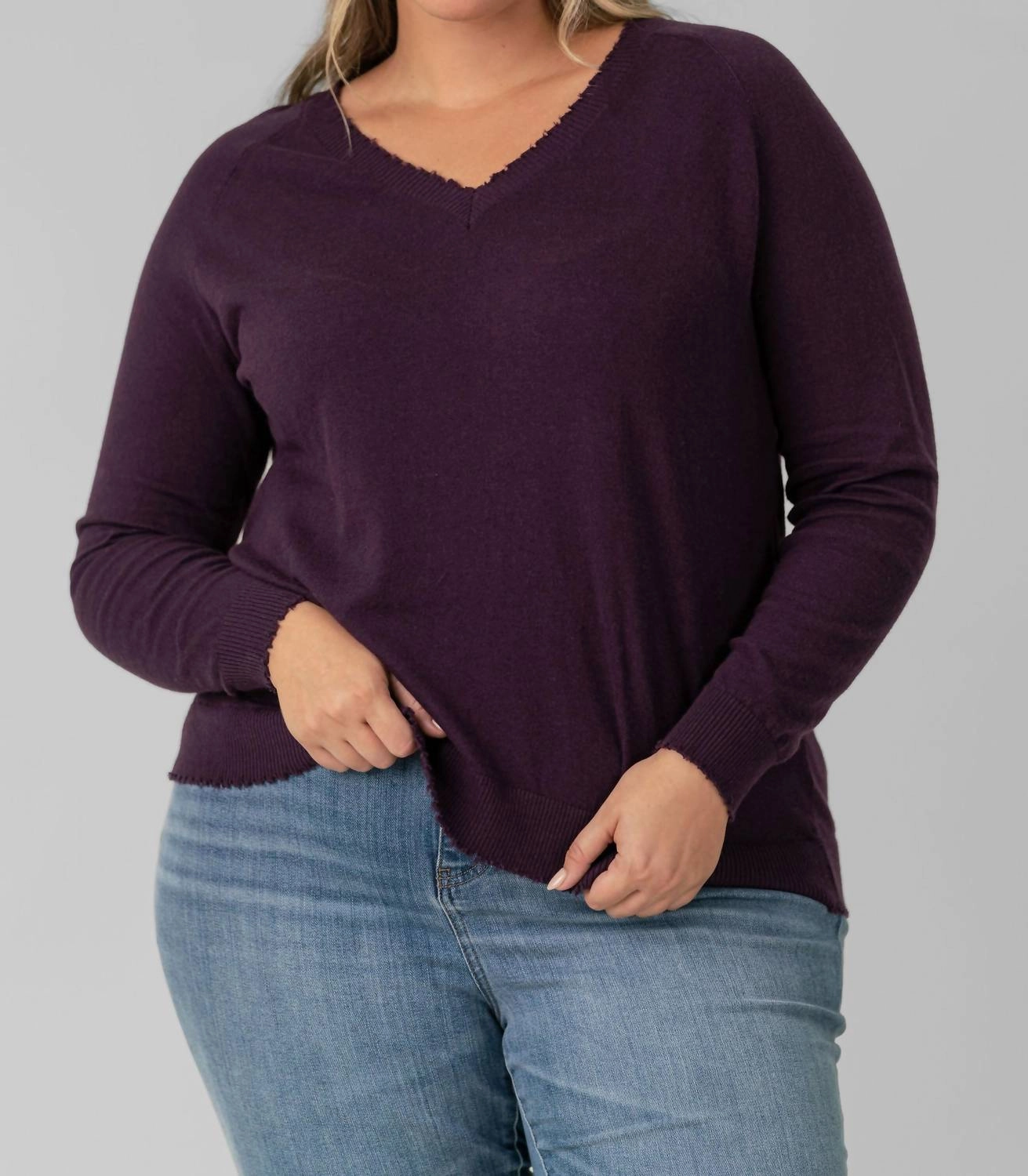 Distressed Top - Plus In Loganberry