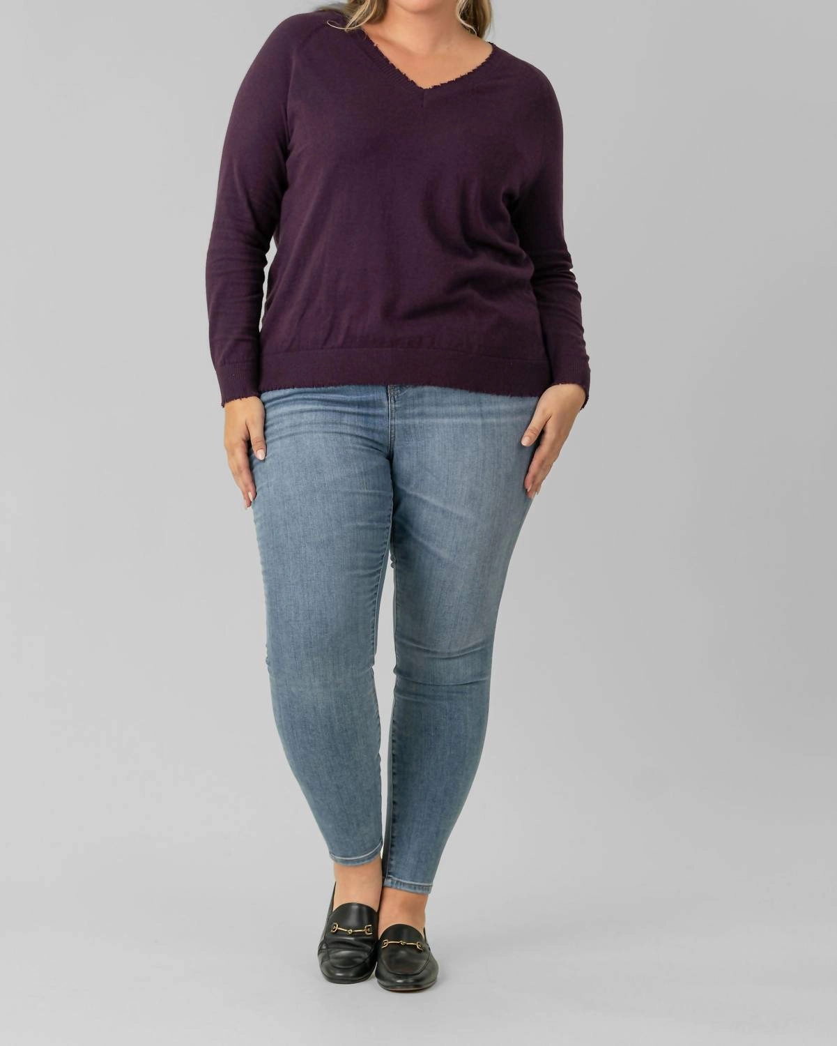 Distressed Top - Plus In Loganberry