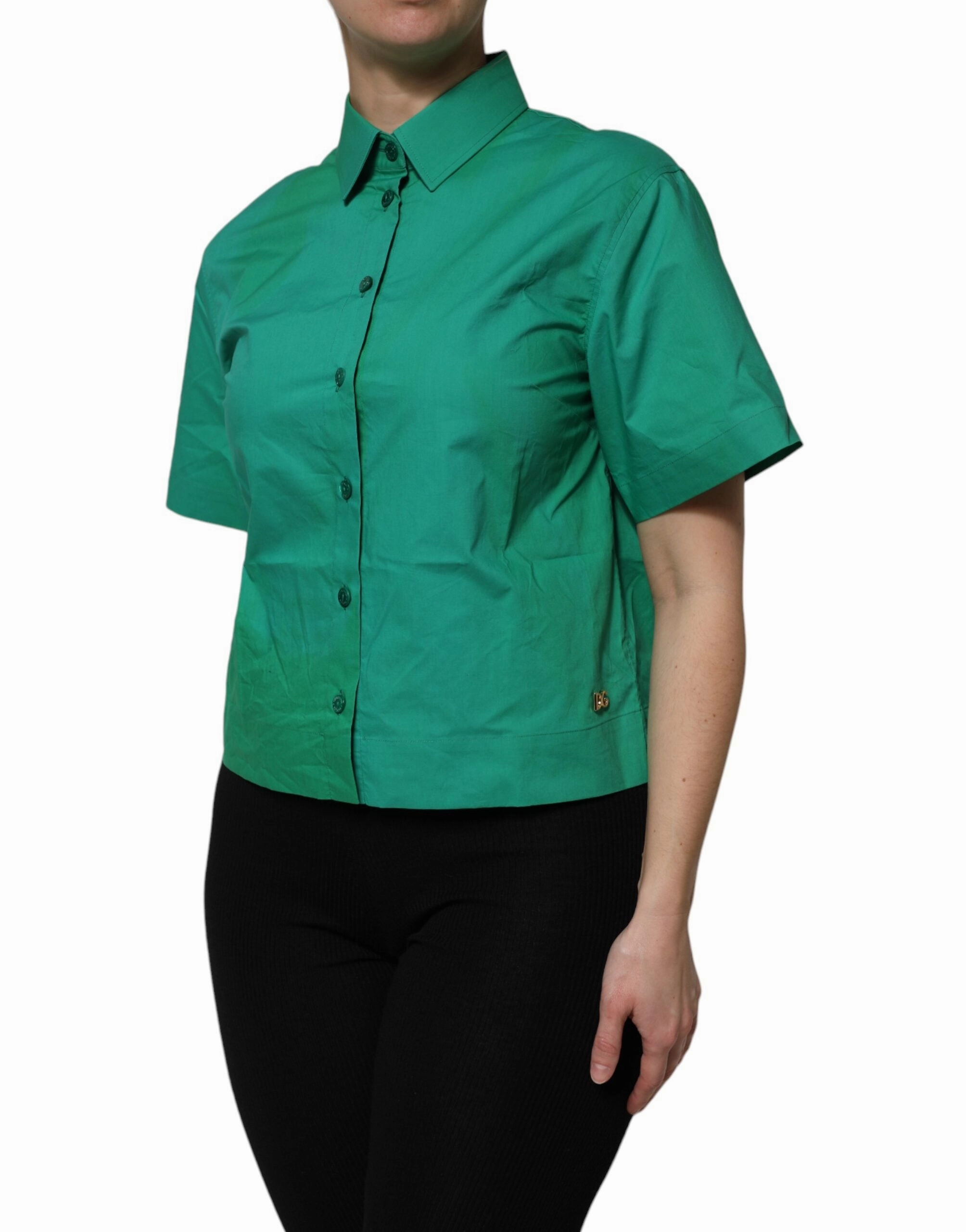 Dolce & Gabbana Colla Cotton Short Sleeves Blouse Women's Top (Pre-Owned)
