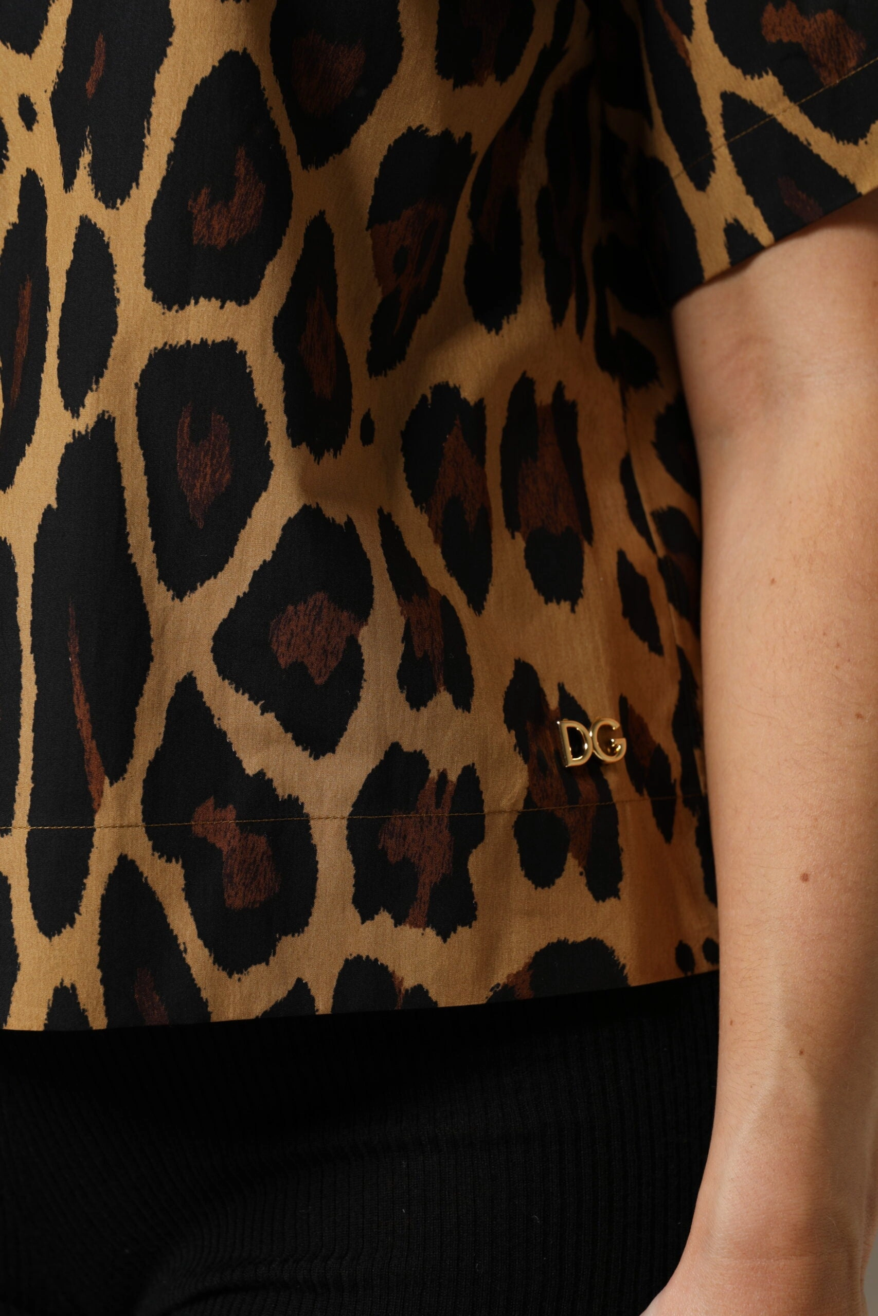 Dolce & Gabbana Leopard Short Sleeve Colla Polo Women's Top