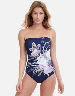 Dolce Vita Bandeau Swimsuit - Navy Gottex - Gottex swimsuits discount