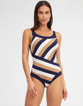 Doris High Front Swimsuit - Stripe Nuria Ferrer - Nuria Ferrer fashion sale