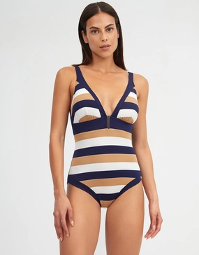 Doris Plunge Swimsuit - Stripe Nuria Ferrer - Nuria Ferrer fashion sale