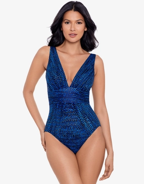 Dot Com Odyssey Swimsuit - Blue Miraclesuit - Miraclesuit swimwear clearance