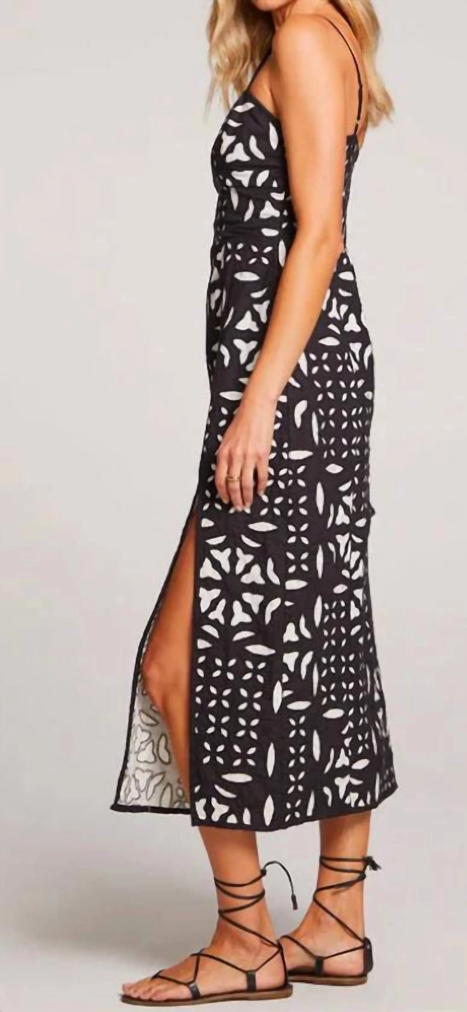 Dottie Midi Dress In Black Geometric