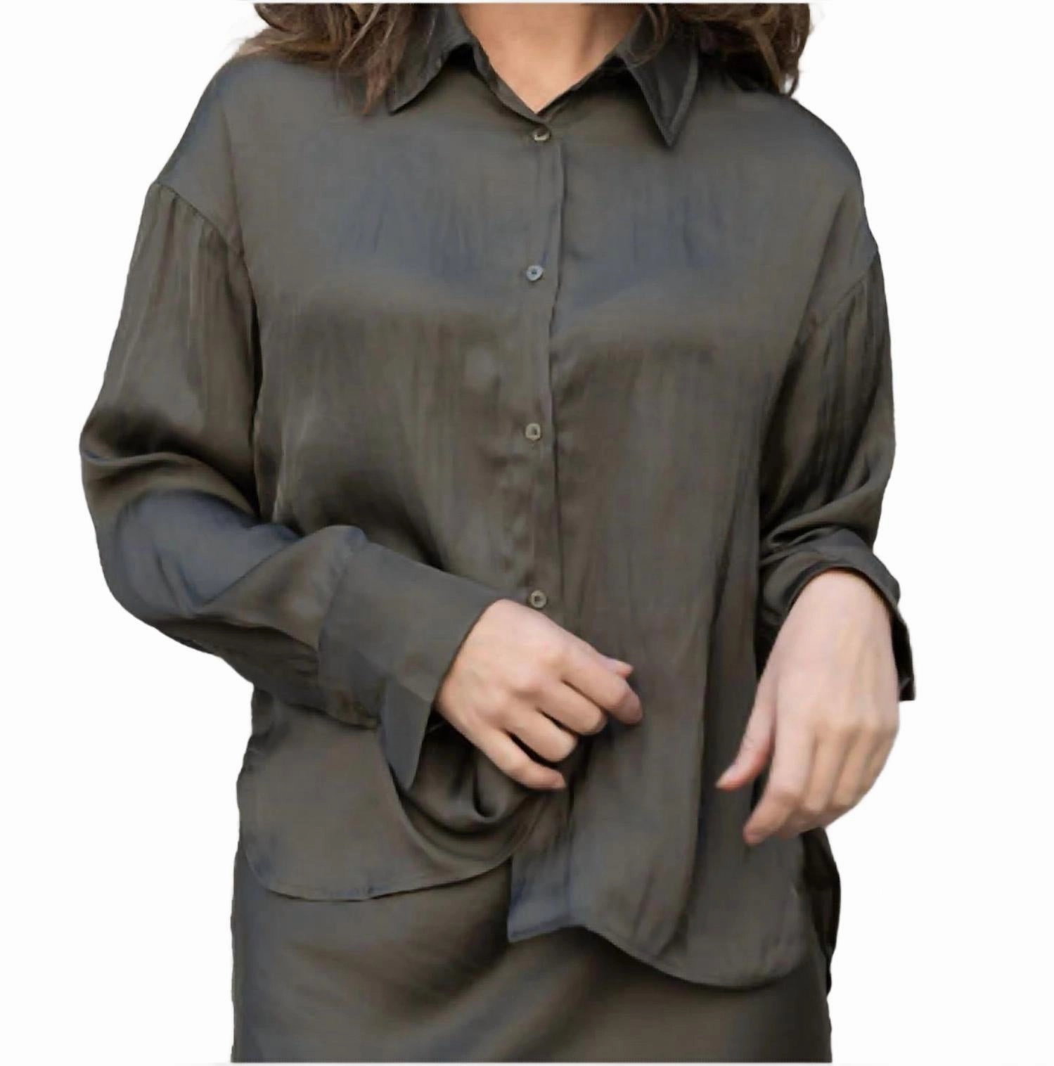 Dress Oversized Blouse In Olive Branch