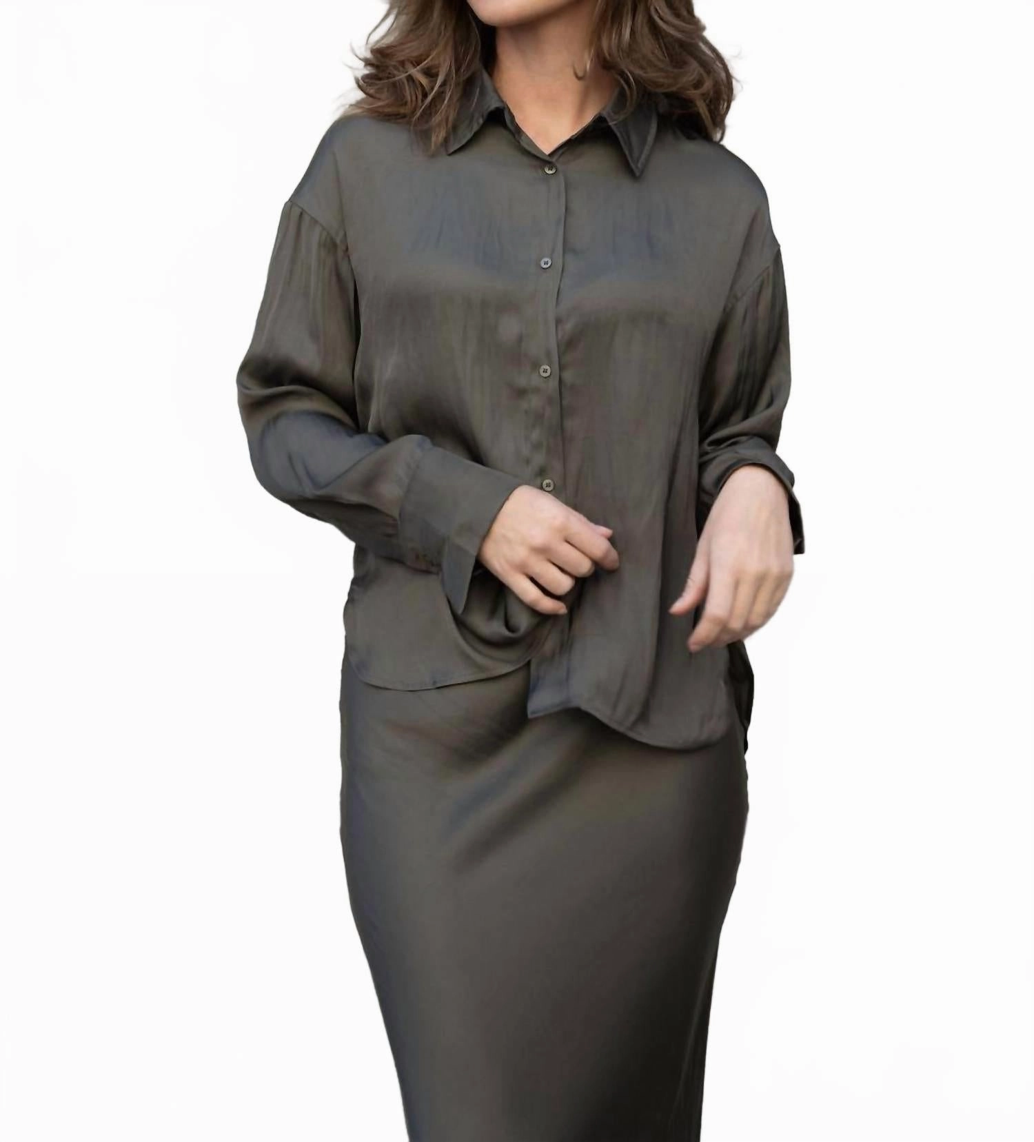 Dress Oversized Blouse In Olive Branch