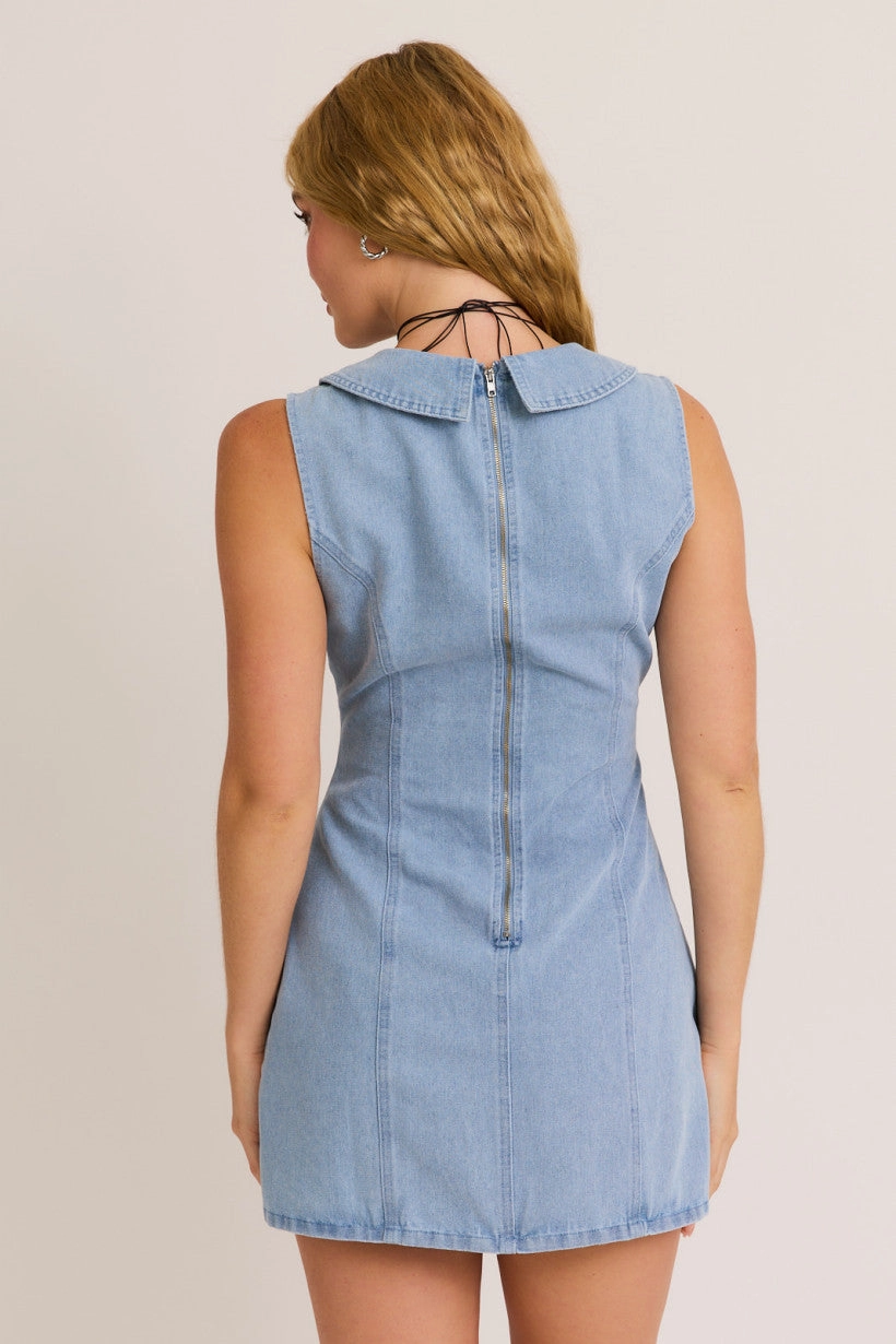Dressed In Denim Collared Mini Dress
