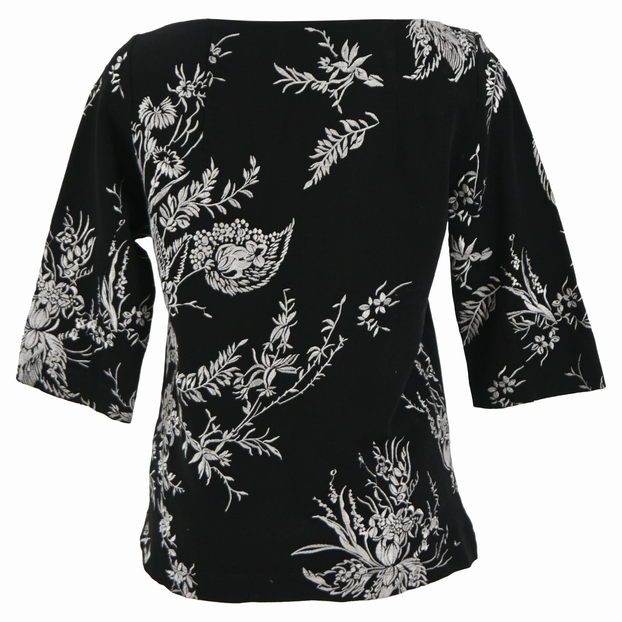 Dries Van Noten Embroidered 3/4 Sleeve Blouse in Black Cotton