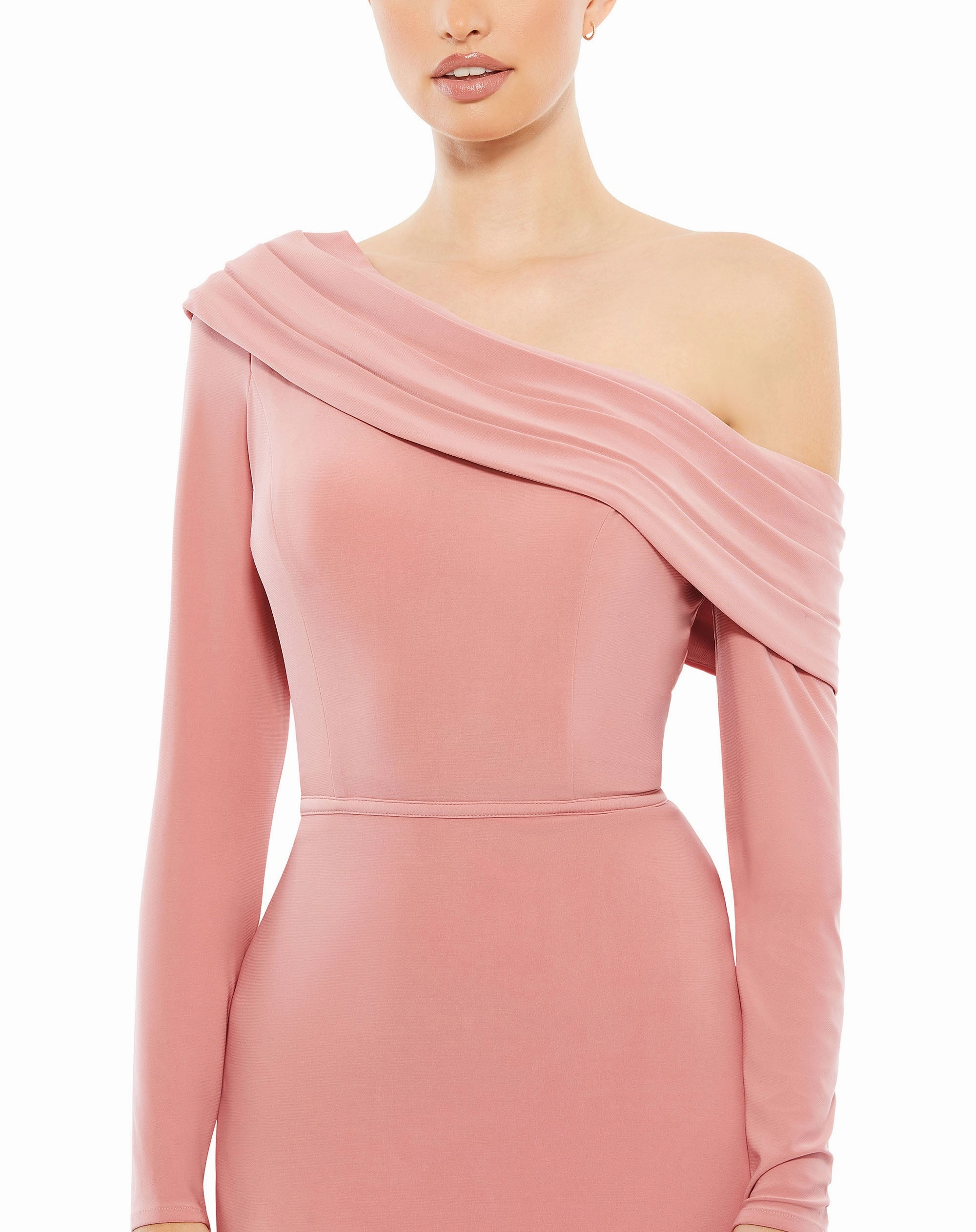 Drop Shoulder Long Sleeve Column Gown
