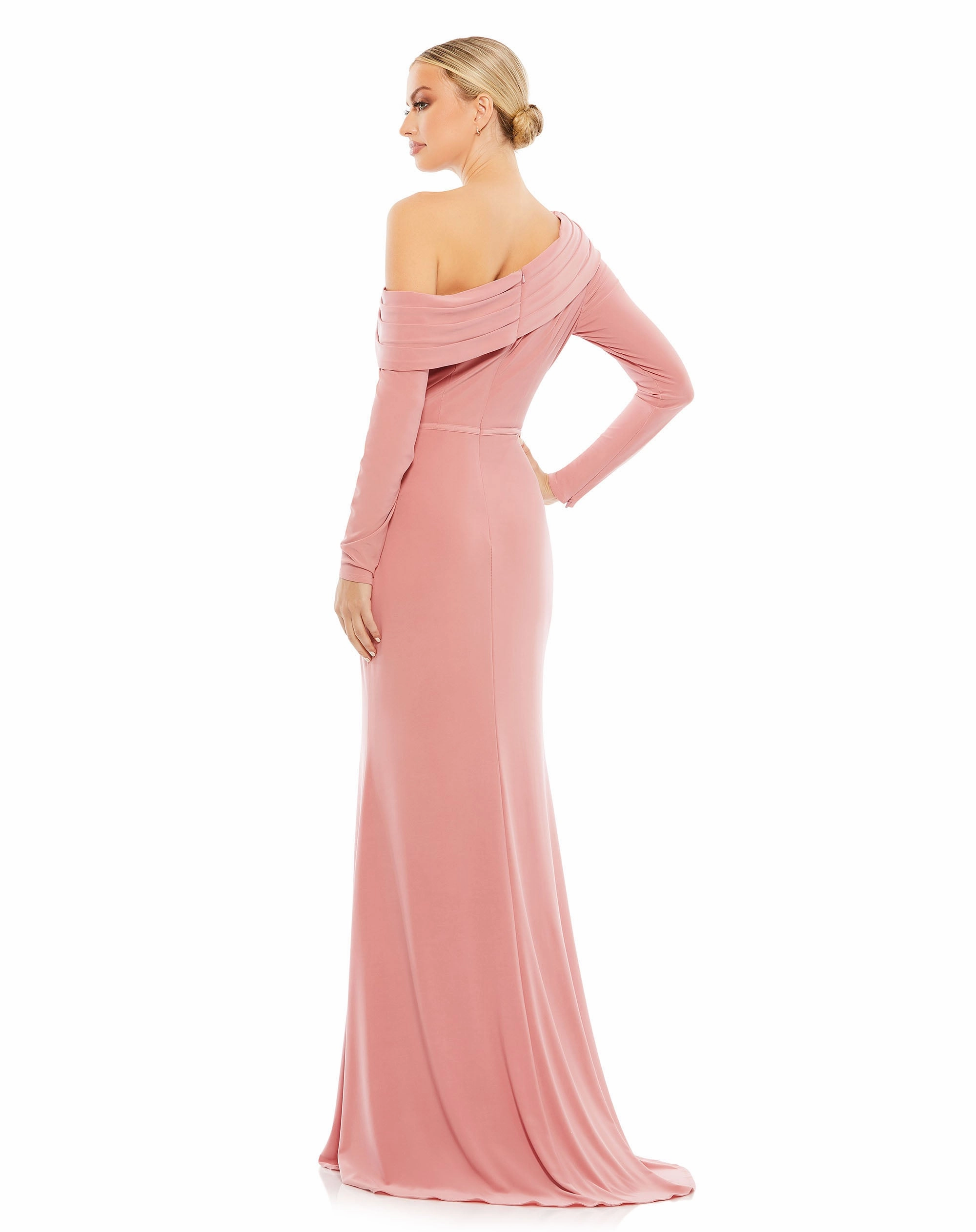 Drop Shoulder Long Sleeve Column Gown