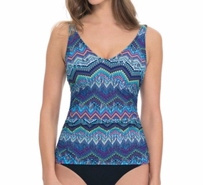 E-Cup V-Neck Tankini Top In Skyline Swim Womens - high-neck bikinis cheap