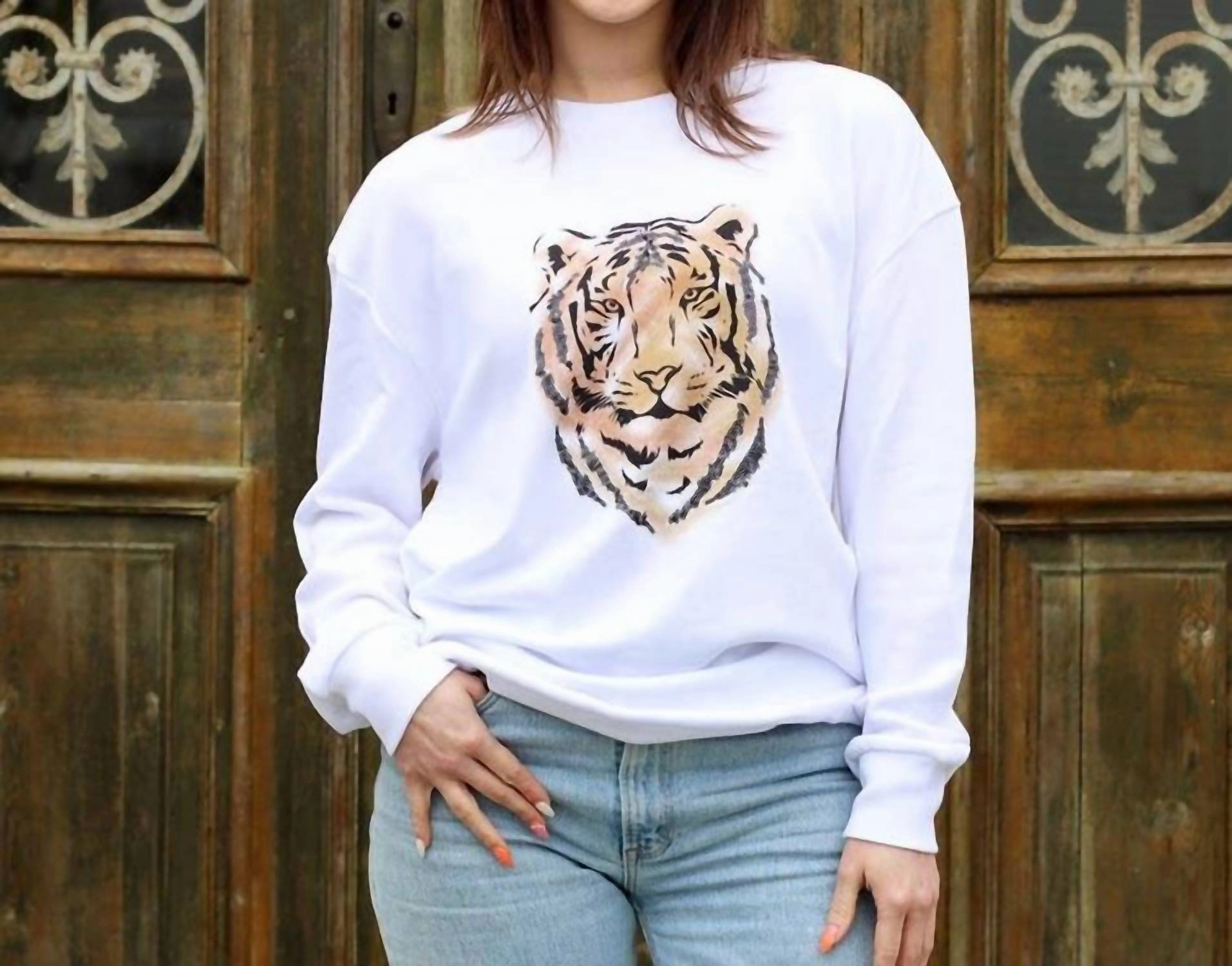 Easy Tiger Sequin Sweatshirt - Plus In White