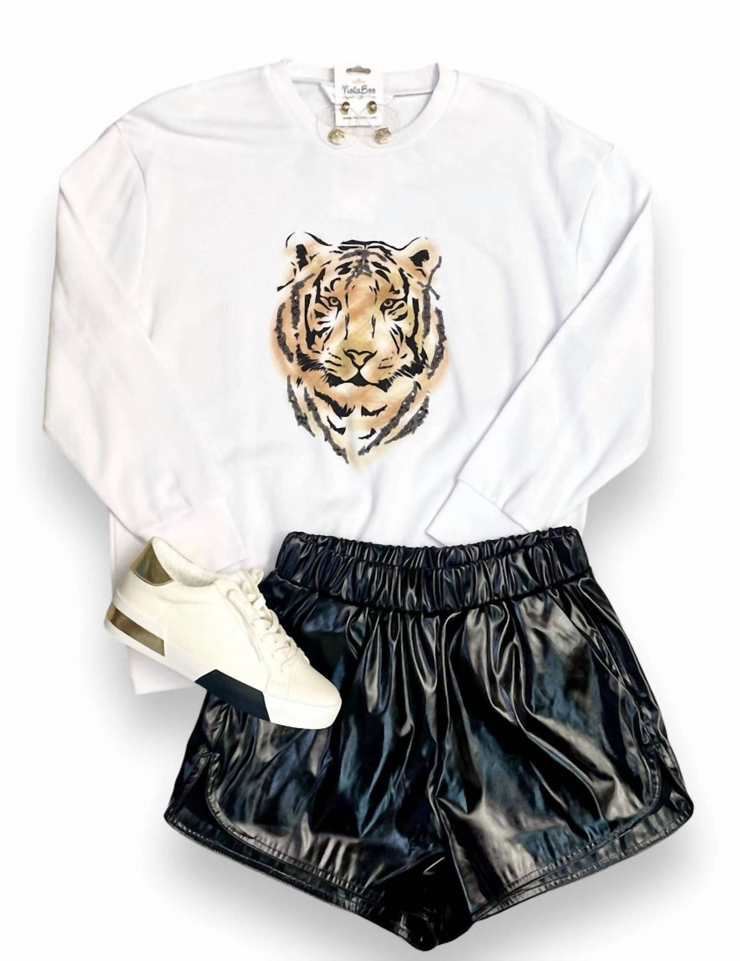 Easy Tiger Sequin Sweatshirt - Plus In White