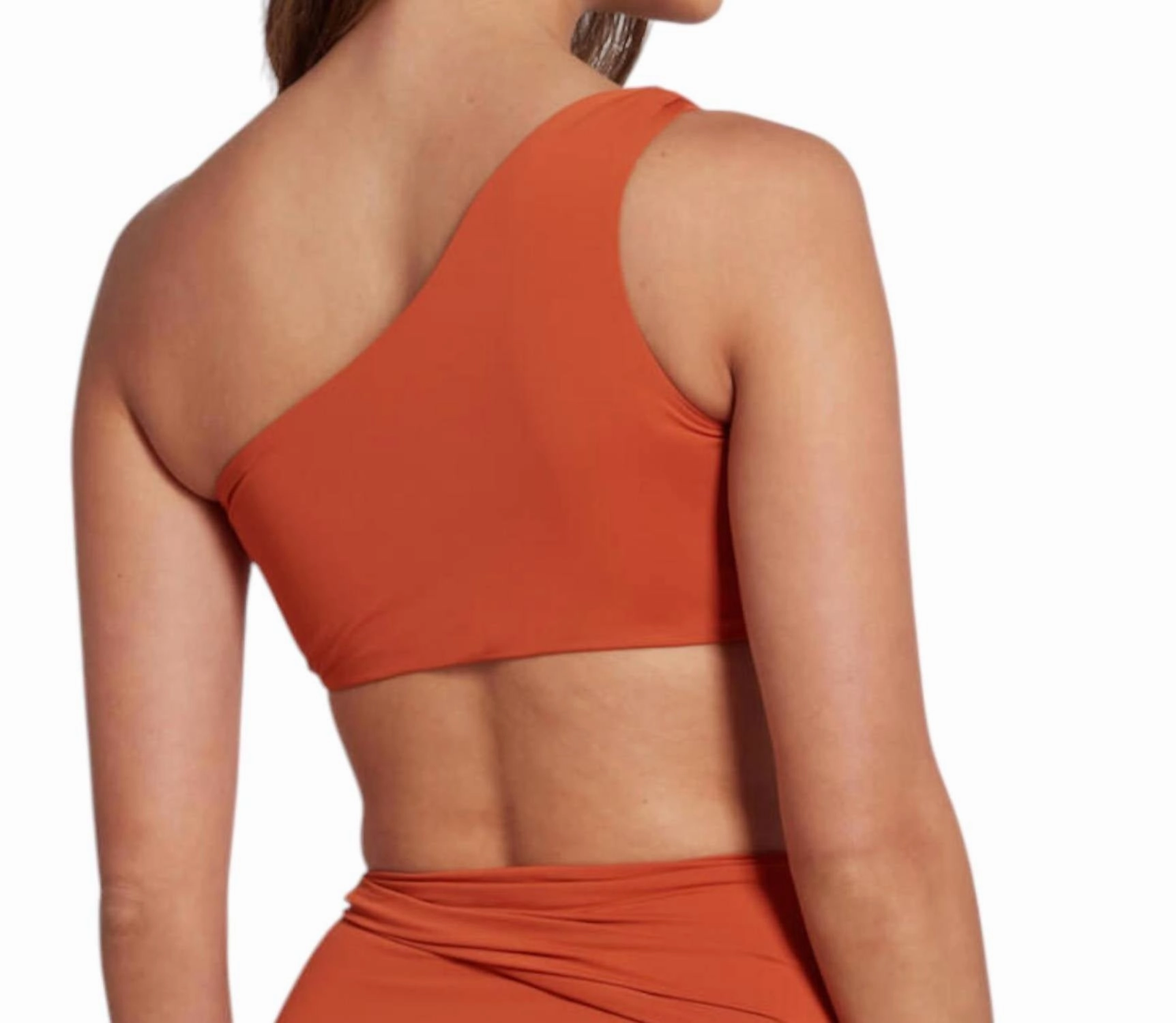 Elle One Shoulder Bikini Top With Knot Detail In Pumpkin