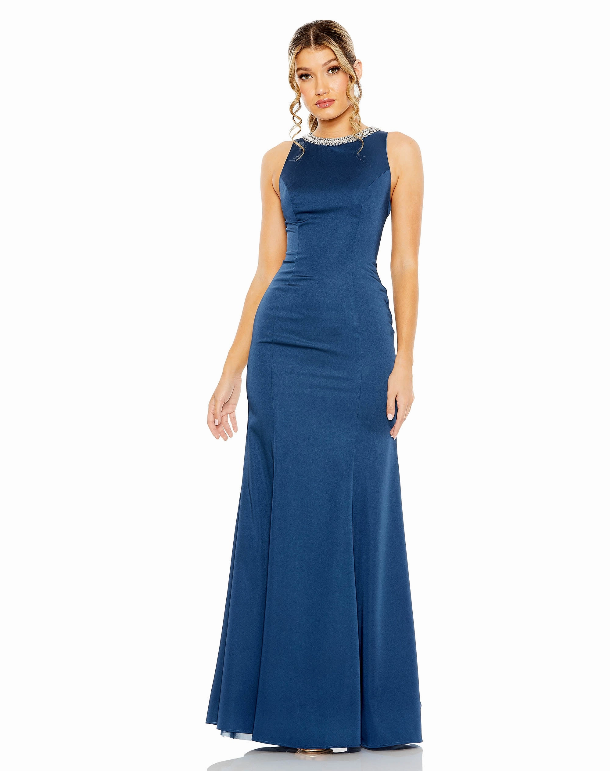 Embellished Neck Trumpet Gown