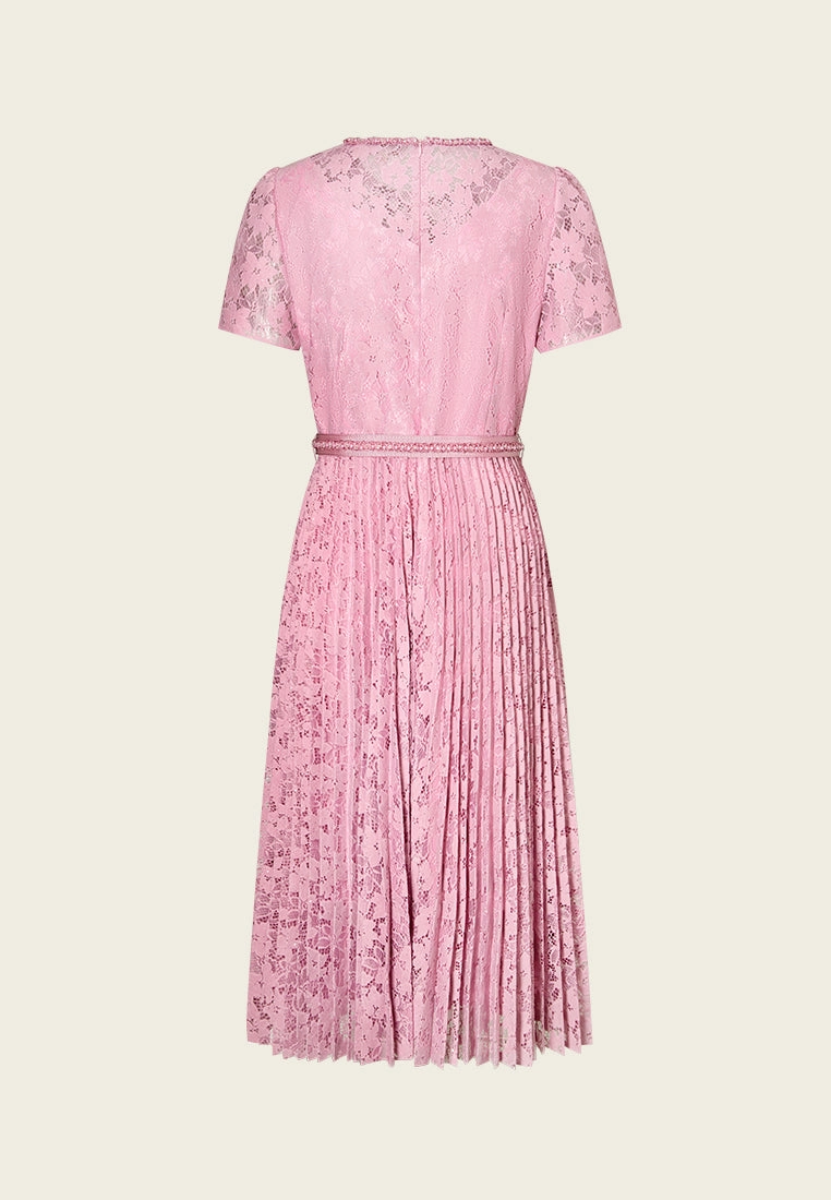 Embellished-trim Sequin-detail Lace Dress