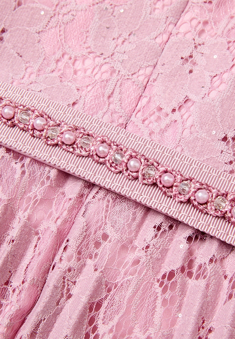 Embellished-trim Sequin-detail Lace Dress