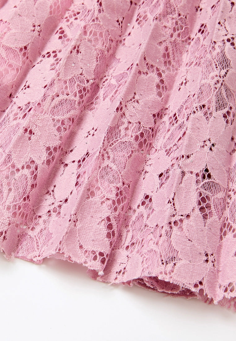 Embellished-trim Sequin-detail Lace Dress