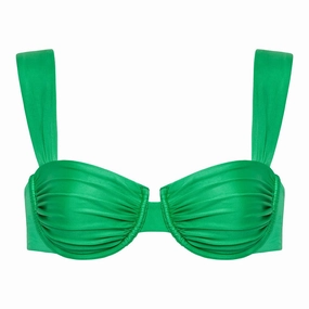 Emerald Shimmer Bella Bikini Top Swim Womens - plunge bikinis sale