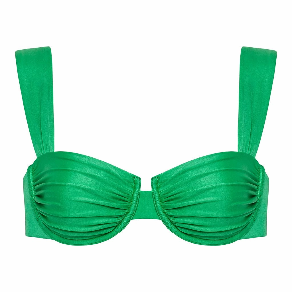Emerald Shimmer Bella Bikini Top Swim Womens - plunge bikinis sale