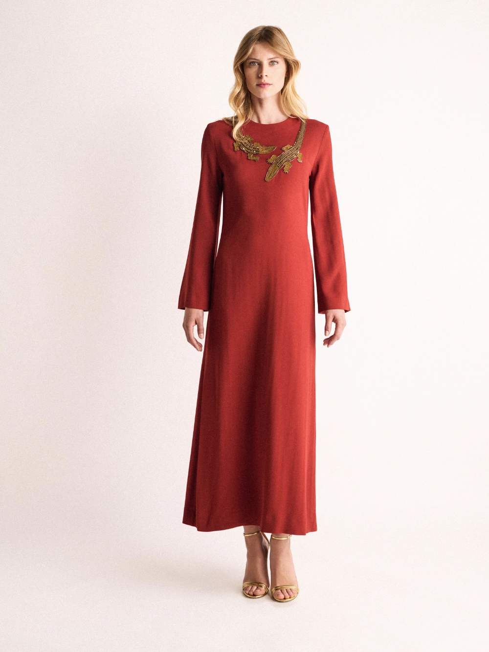 Enoki Burnt Henna Midi Dress cocktail dresses cheap