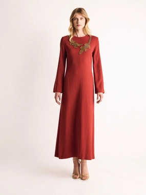 Enoki Burnt Henna Midi Dress cocktail dresses cheap
