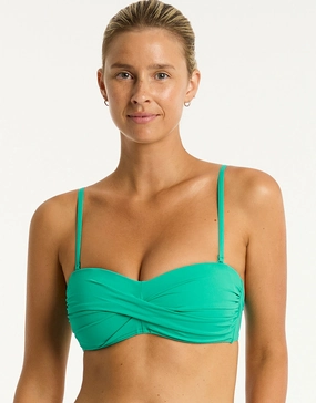 Essentials Edit Twist Bandeau Bikini Top - Evergreen Swim Womens - beachwear discount