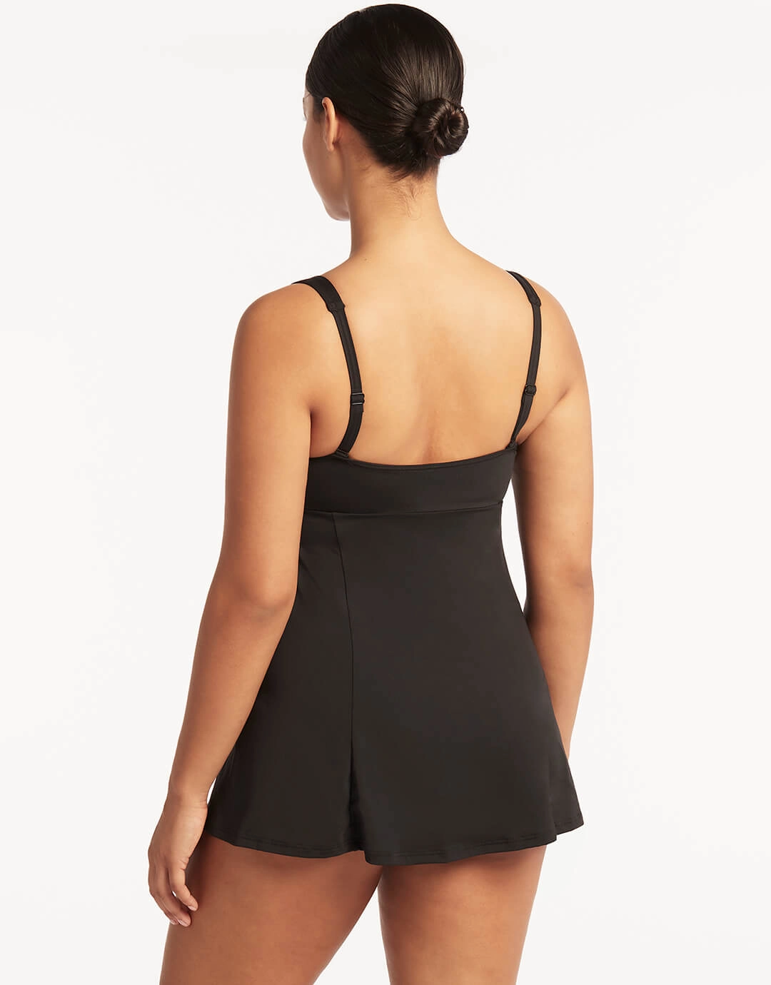 Essentials Square Neck Swim Dress - Black