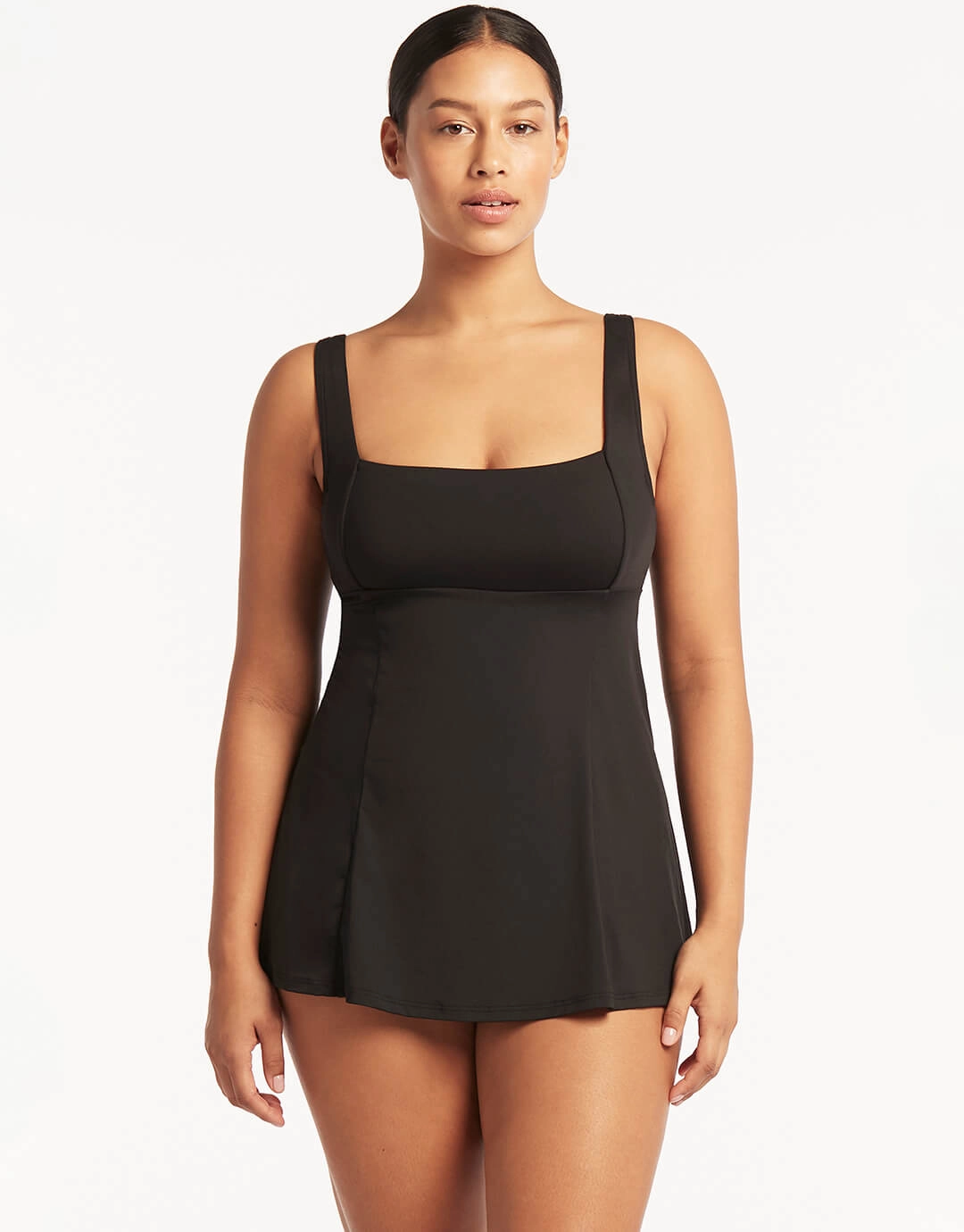 Essentials Square Neck Swim Dress - Black Sea Level - Sea Level swimwear clearance