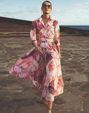 Euphoria Belted Shirt Dress - Rose Infusion Maryan Mehlhorn - Maryan Mehlhorn dresses