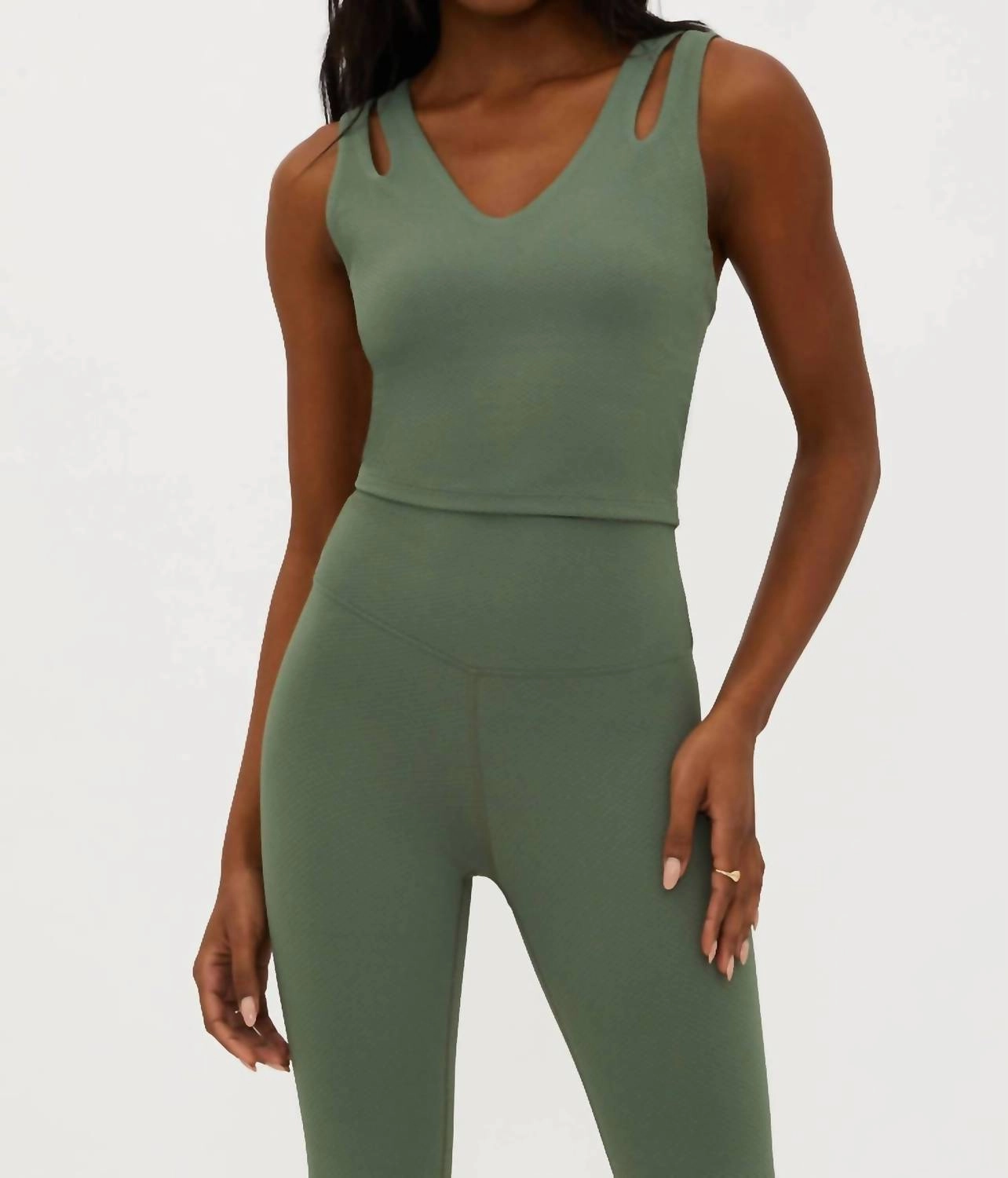 Evelina V-Neck Tank Top In Queen Palm