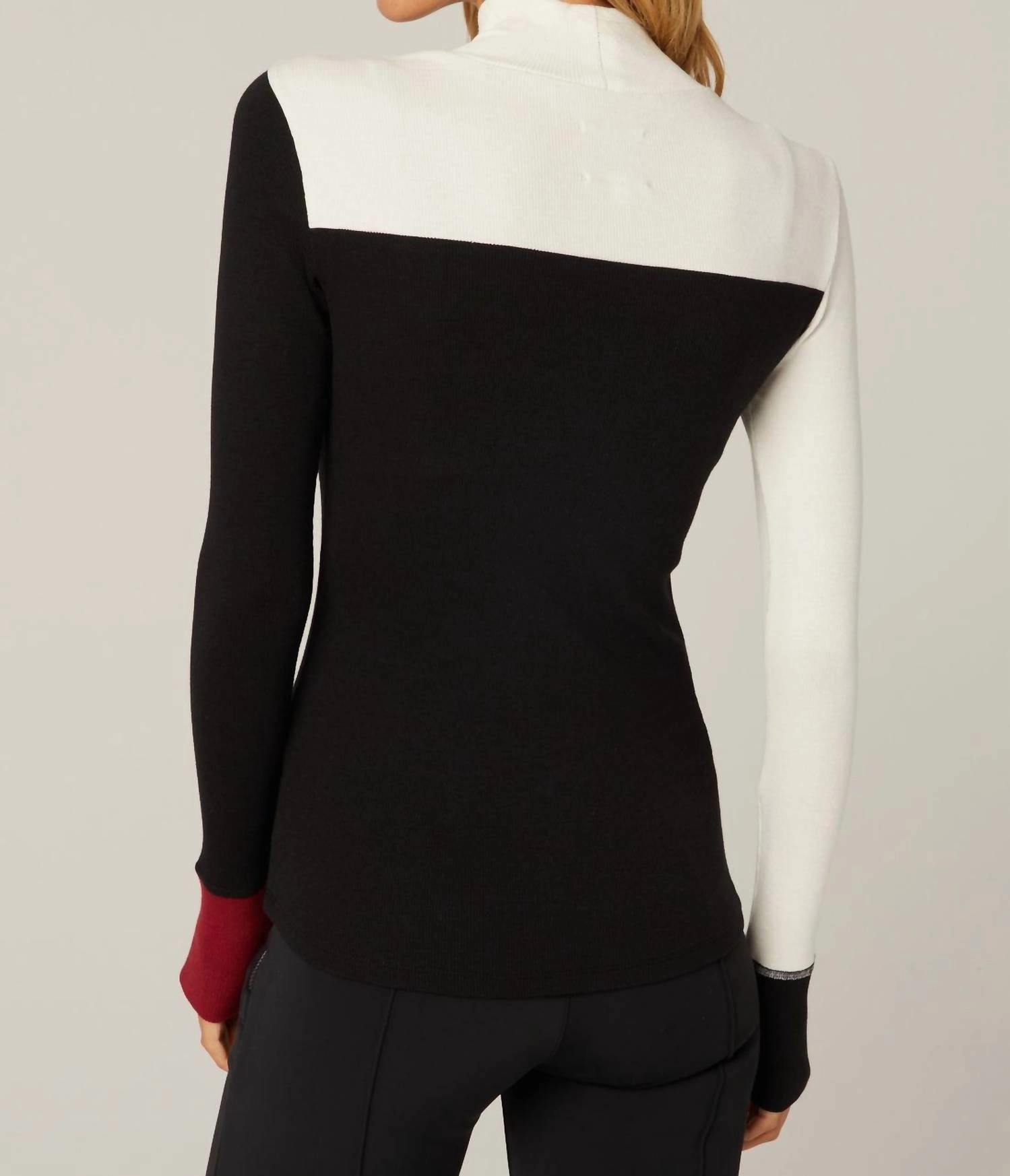 Fallon Mockneck Shirt In Black/off-White