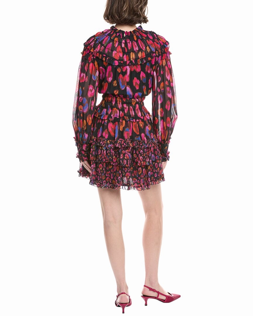 FARM Rio Iridescent Leopards Ruffled Mini Dress