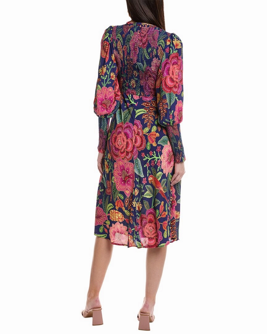 FARM Rio Macaw Bloom Smocking Midi Dress