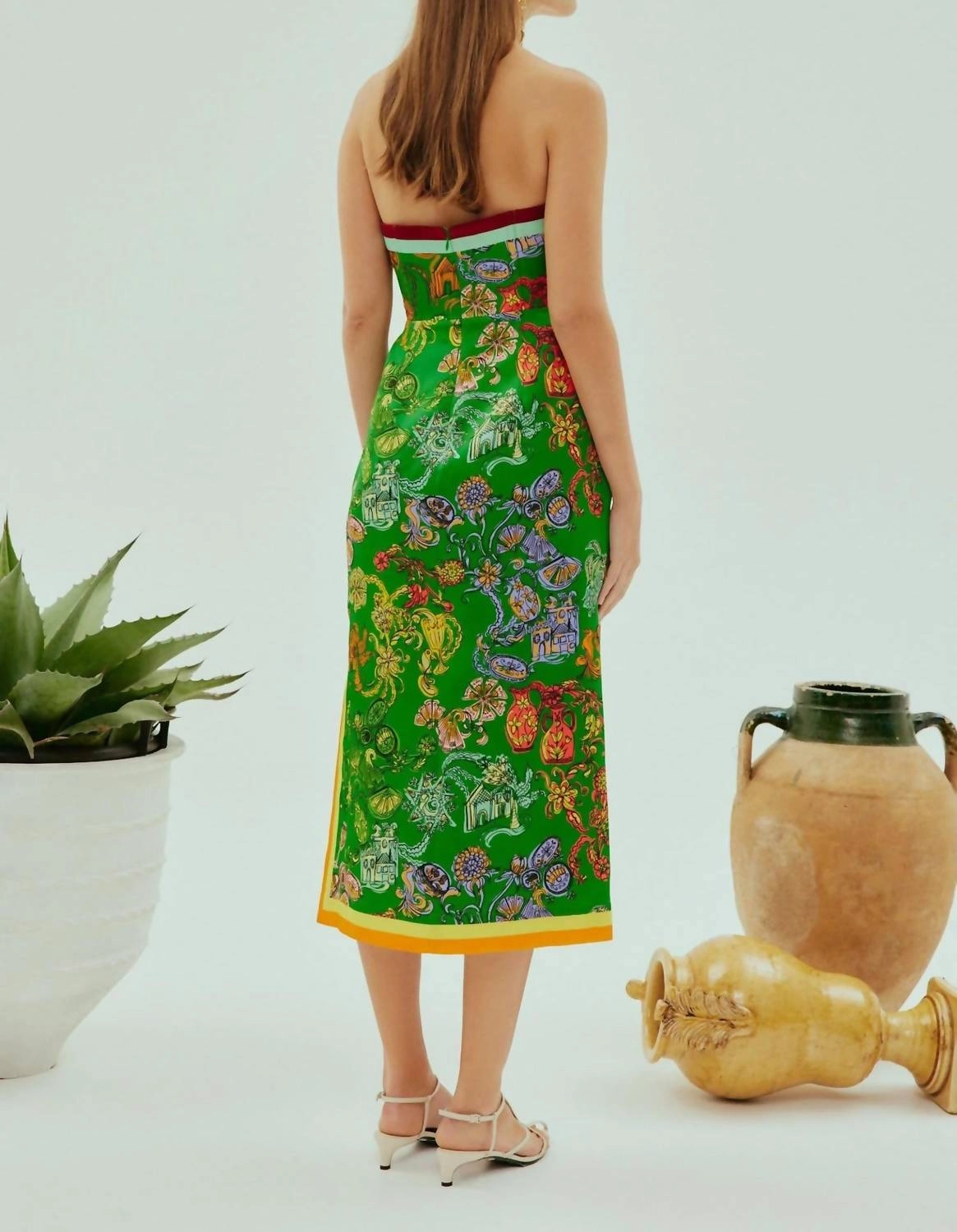 Fiesta Bodice Dress In Green Multi