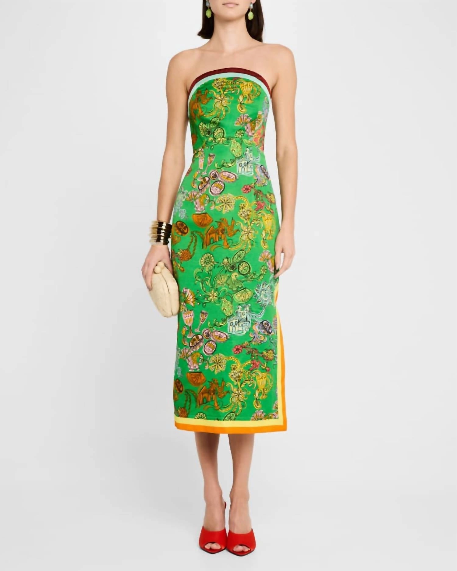 Fiesta Bodice Dress In Green Multi
