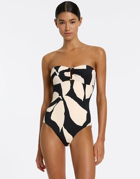 Fiore Bandeau Swimsuit - Black and Cream Jets - Jets swimwear best price