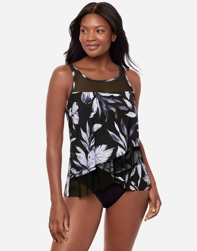Fiore Di Luna Mirage Tankini Top - Black White Miraclesuit - Miraclesuit swimwear clearance