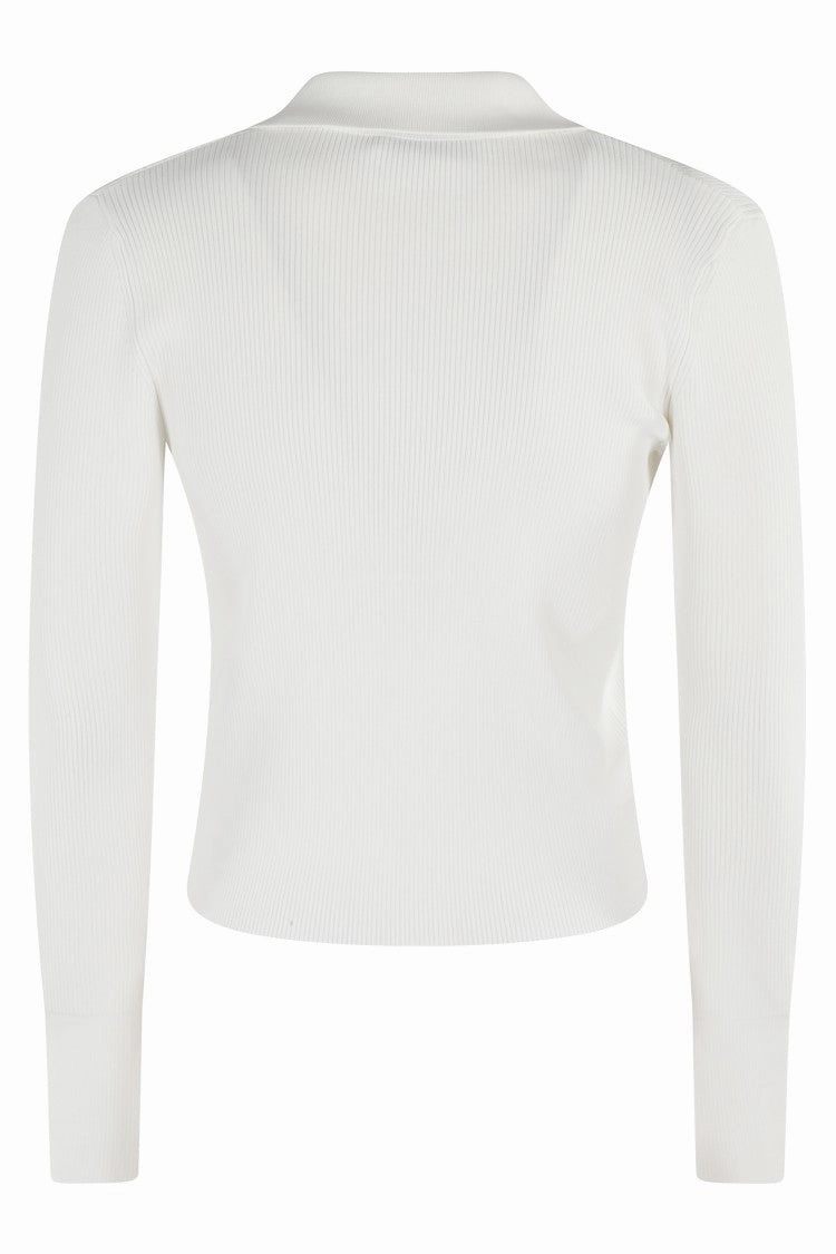 Fitted White Top With Deep V-Neckline